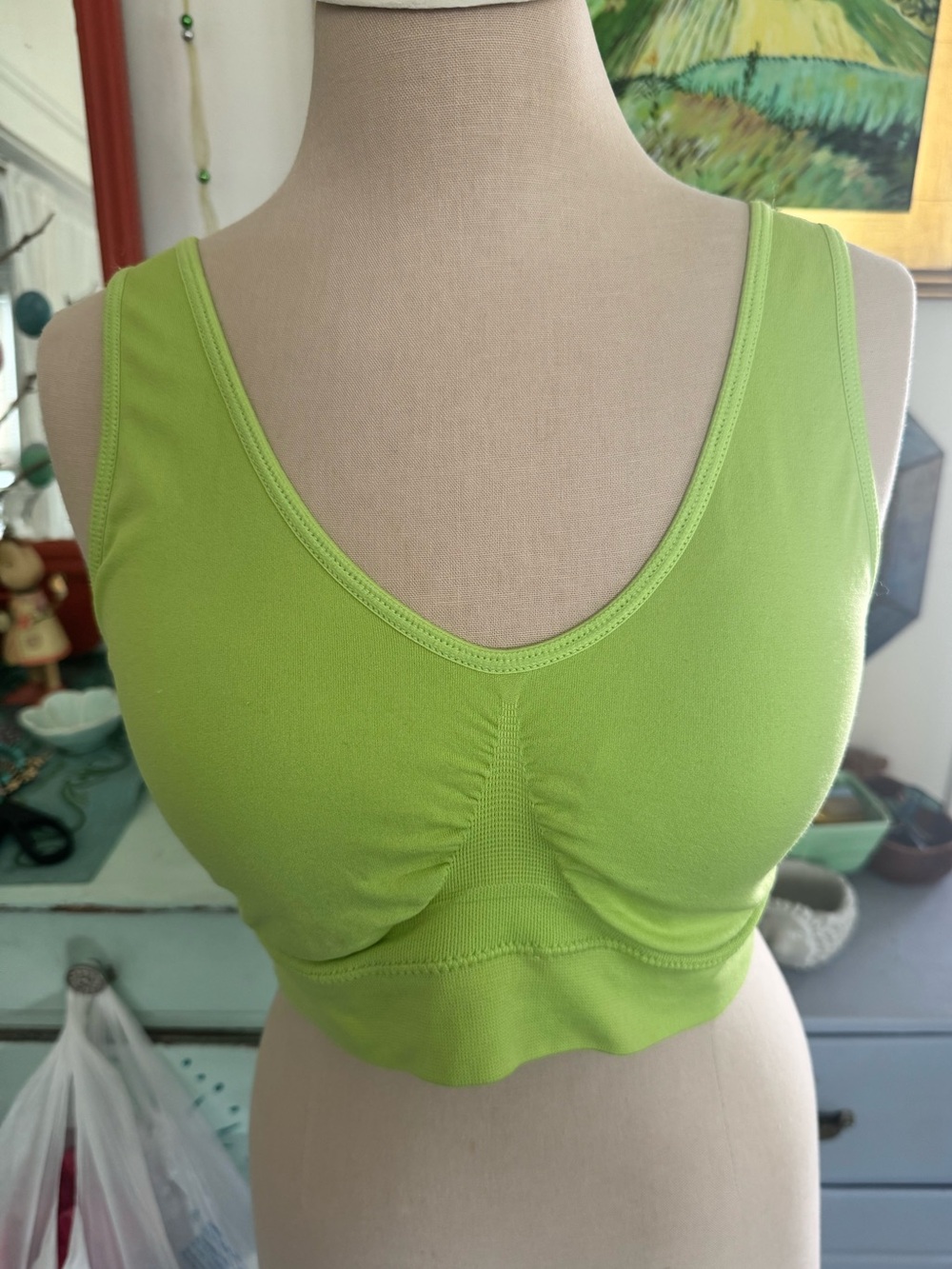 Coobie Seamless Padded Bralette in Lime Green XL VGUC Removeable Pads Stretch